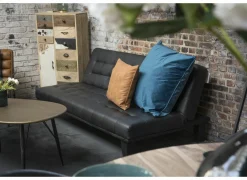 Zetelbed Molina 1 persoon - 180x90cm - lederlook - zwart