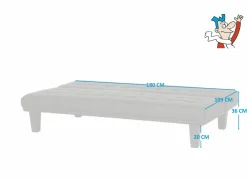 Zetelbed Molina 1 persoon - 180x90cm - lederlook - zwart