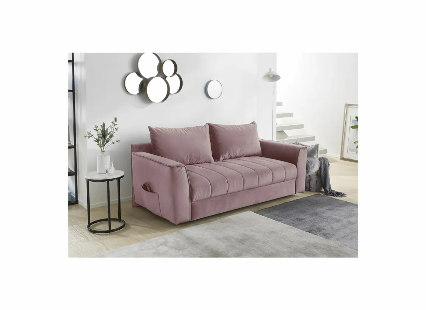 Zetelbed Rick 2-zit - stof - roze