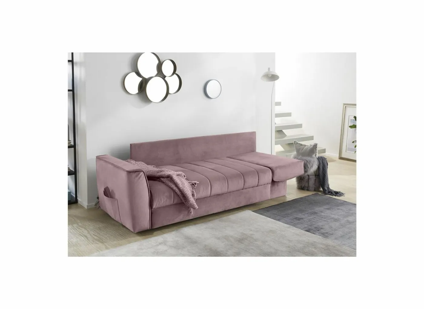 Zetelbed Rick 2-zit - stof - roze